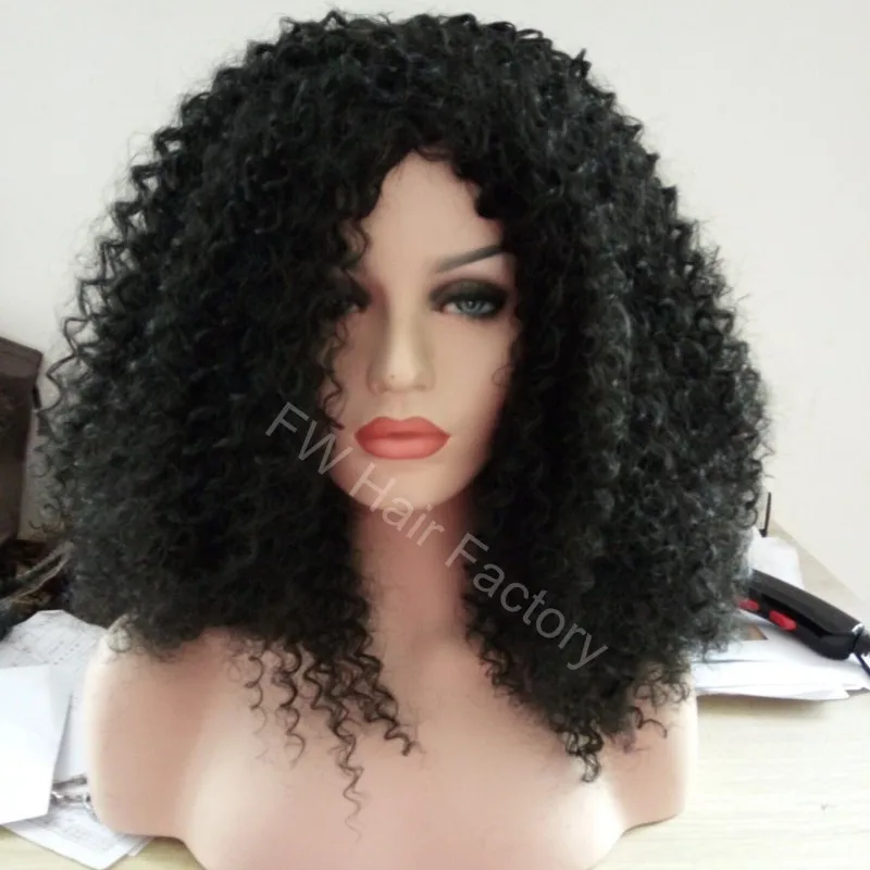 Glueless Afro Kinky Фигурные Синтетические Парики Для Чернокожих Женщин 12 ''-24''
