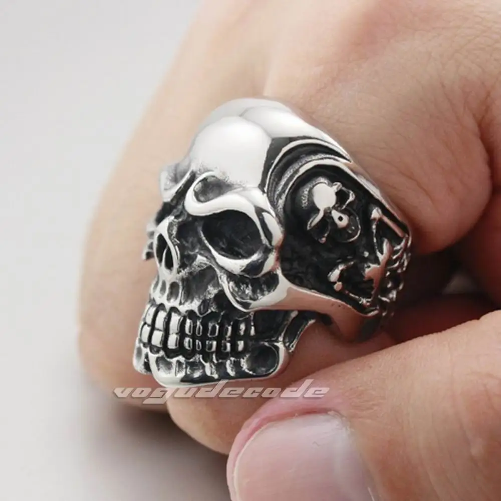 Огромное мужское байкерское кольцо из нержавеющей стали 316L череп титана Skeleton 3A001