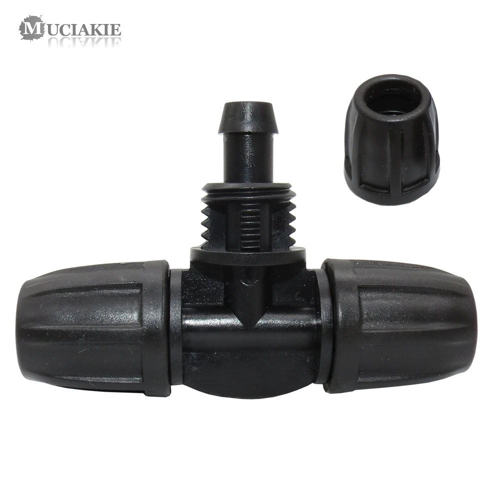 MUCIAKIE 5PCS Garden Hose Tee Water Connector with Lock for 8/11mm Hose Water Splitter 3/8'' Tubing Barb Connector Equal Adaptor
