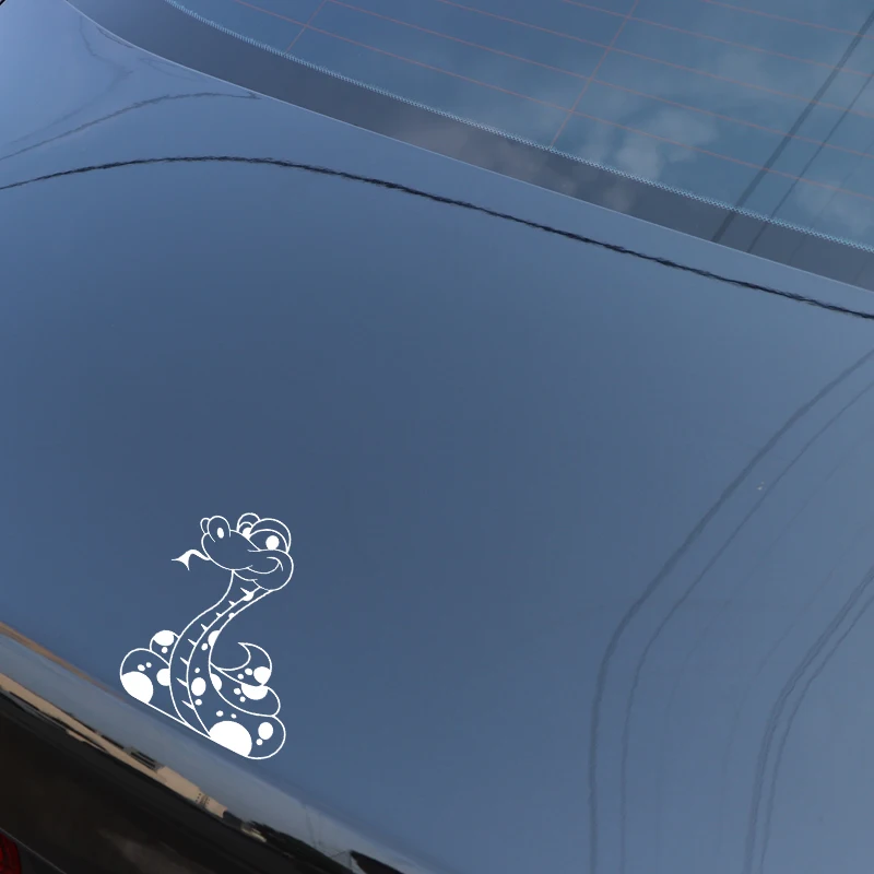 

YJZT 13.1CM*15.9CM Lovely Snake Cartoon Decor Bumper Car Sticker Vinyl Decal Accessories Black/Silver C4-1567