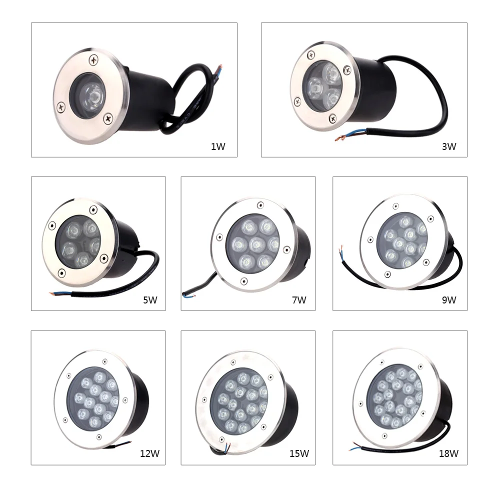Оптовая продажа LED подземный свет 1W 3W 5W 6W 7W 9W 12W Водонепроницаемый 110-240V палуба inground