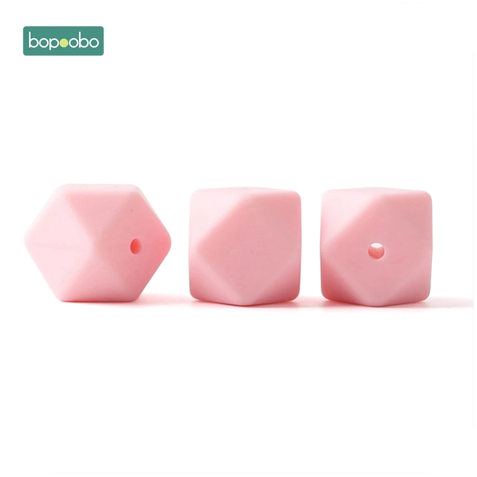 Candy Pink Bopoobo 17 мм силиконовые бусины для кормления аксессуары 10 шт. красочные силиконовые шестигранные бусины Монтессори игрушки Детские принадлежности для кормления - Цвет: Candy Pink