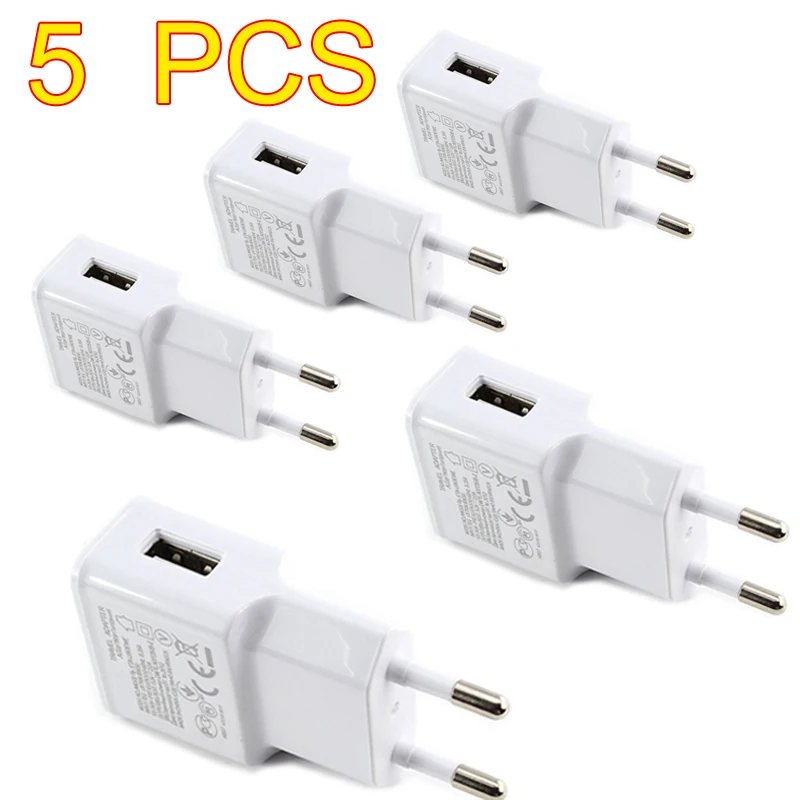Штепсельная Вилка европейского стандарта 5В 2А адаптер USB для путешествий 5 шт. в