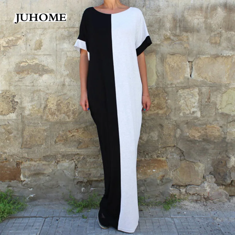 Женский свободный сарафан с круглым вырезом повседневное длинное пляжное платье