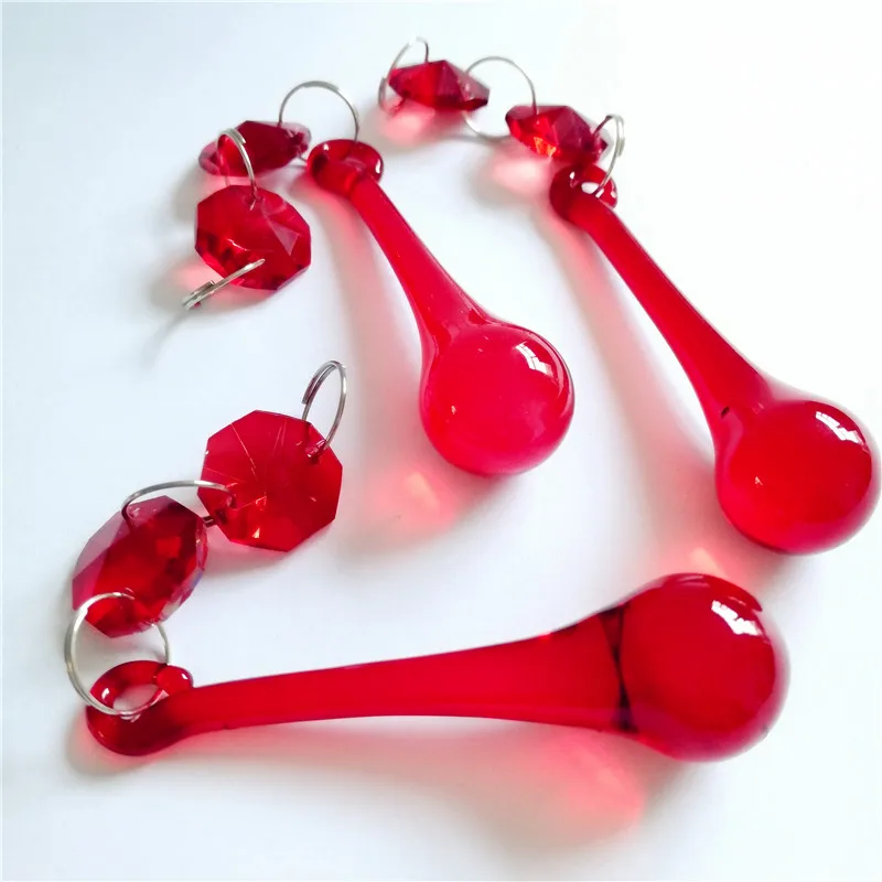 Подвеска в виде Красной хрустальной призмы с восьмиугольными бусинами two14 мм