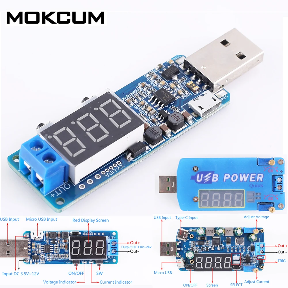 DC USB понижающий модуль питания дисплей Регулируемый повышающий преобразователь 5