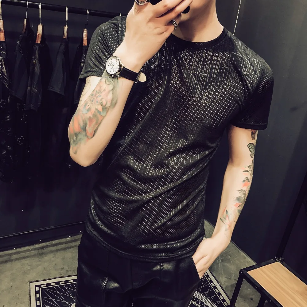 Мужская однотонная Базовая футболка с круглым вырезом хлопковая облегающая