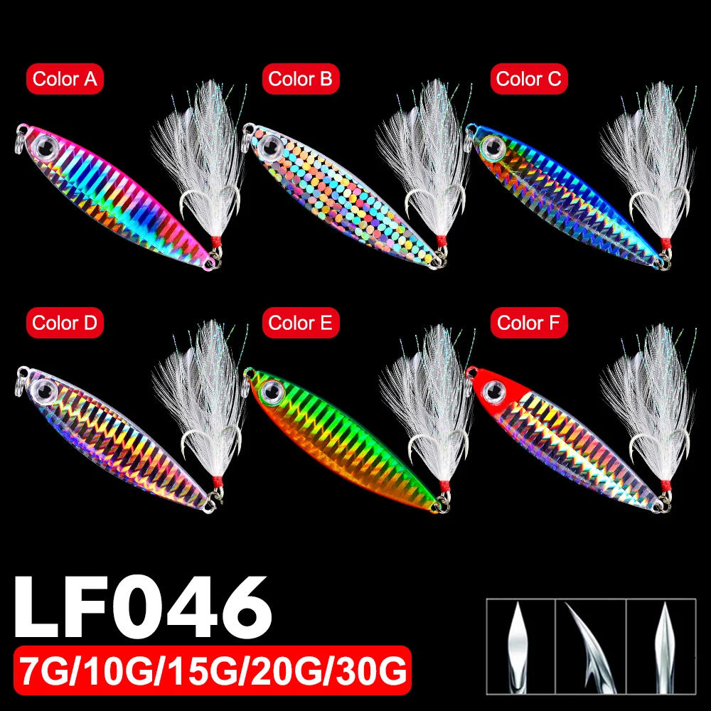 7G-10G-15G-20G-30G 6 шт. свинцовый рыболовный джиг приманка металлическая с/без Крючки рыболовные, приманки 6 цветов весы искусственные жесткие отсадочные приманки