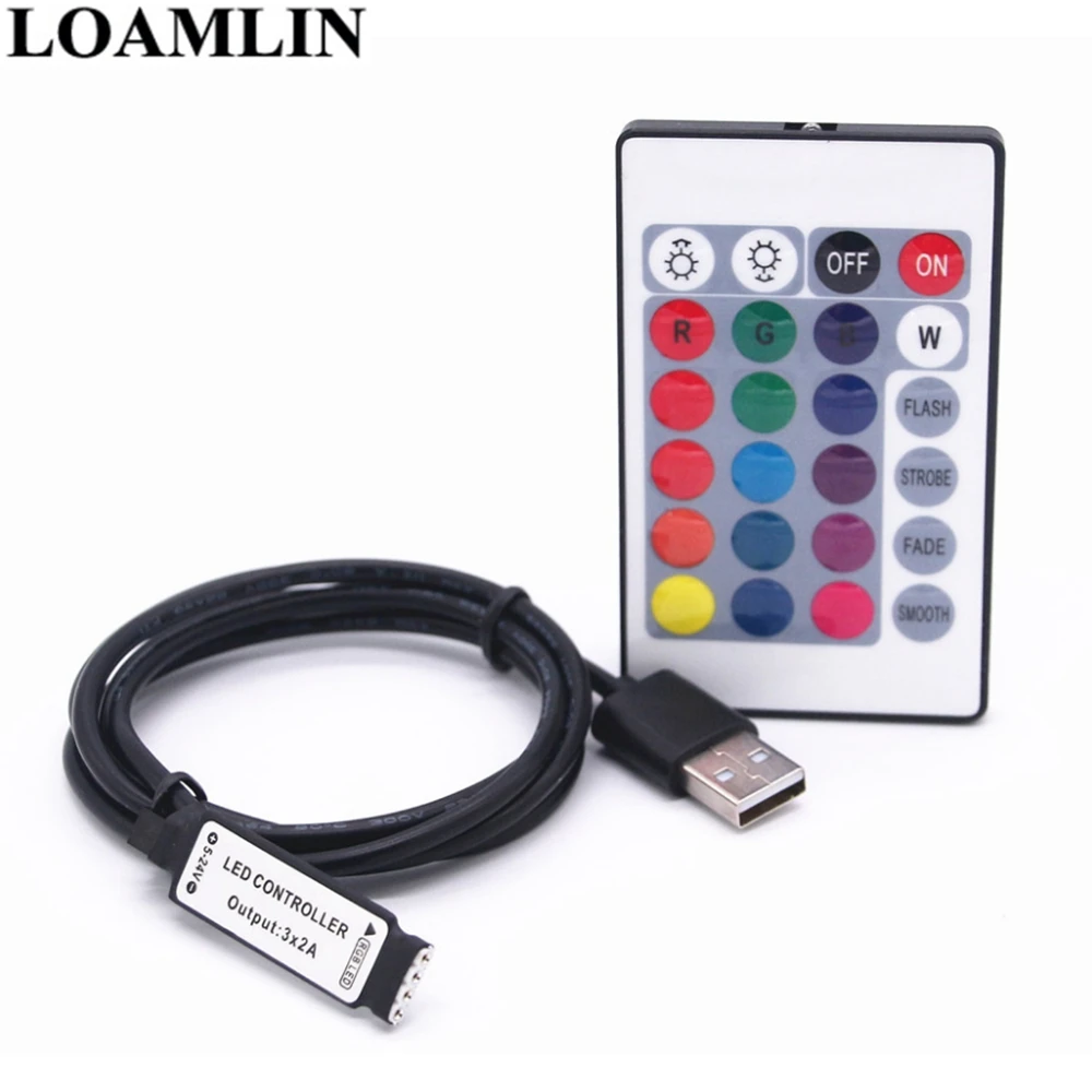 USB 5050SMD 30 светодиодов/м RGB Светодиодная лента гибкий свет DC12V 24 клавиши ИК пульт