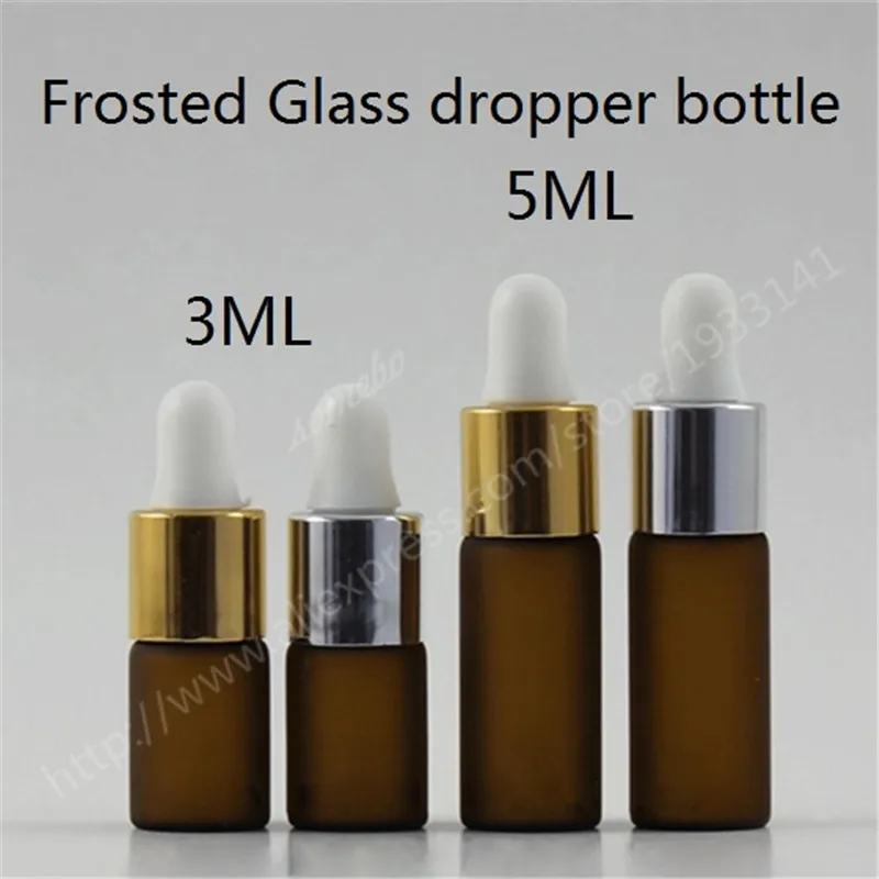 

200pcs/lot 3ml 5ml Amber Frosted Glass Dropper Bottle, Small Frosted Dropper Bottle Pipette, 3cc 5cc Glass Bottle with Dropper