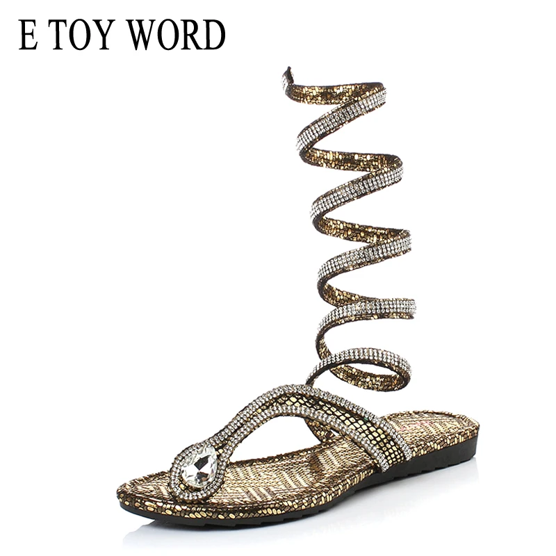 Сандалии E TOY WORD Snake женская летняя обувь в европейском стиле модные пикантные