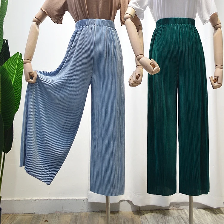 Брюки женские шифоновые легкие с высокой талией плиссированные штаны из вискозы