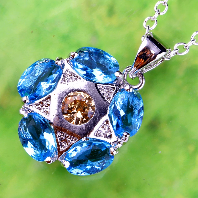 JROSE модный Овальный Синий Шампанский кубик циркония ювелирные изделия