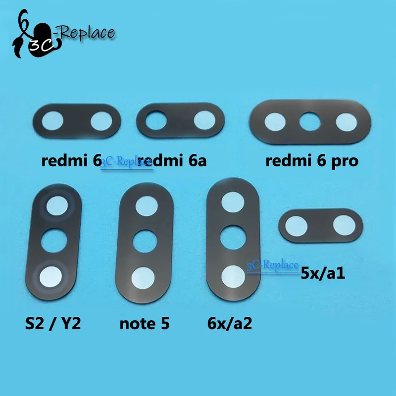 Для Xiaomi redmi 6 pro s2 a1 a2 4x 5x 6x note 4 5 6 7 8 pro 5A 6A max prime задняя камера стеклянная крышка объектива запасные части