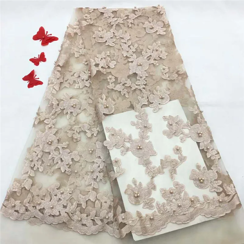 HFX мятно-зеленый вышитый бисером тюль кружево Высокое качество африканская ткань