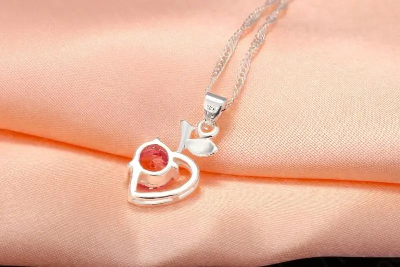 

New Design Promotion Heart Pendant Wedding/Bridal CZ &Crystal 925 Sterling Silver Necklace/Earrings Jewelry Set