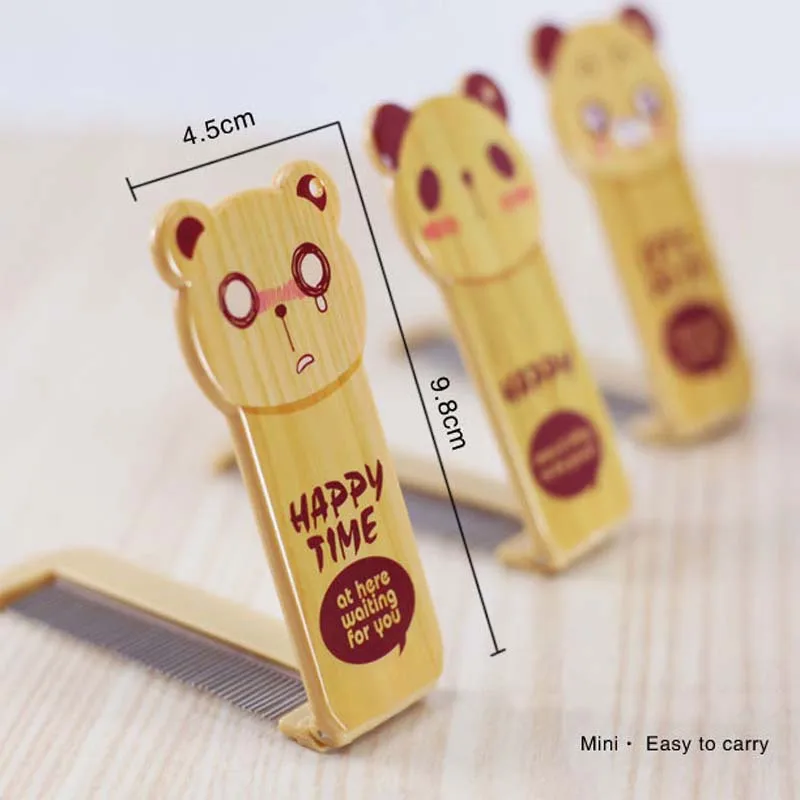 3 шт. детский гребень для волос с мультяшным медведем складное зеркало расческа