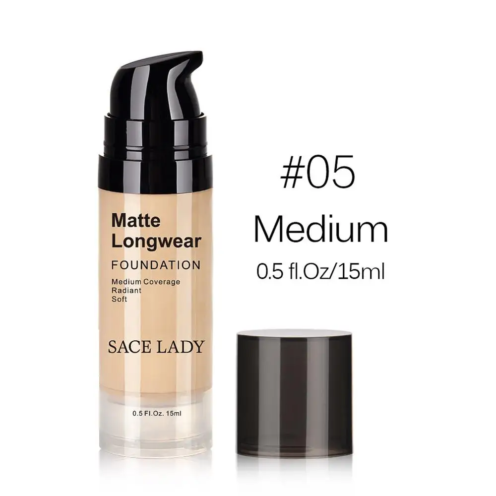 05 Medium SACE LADY тональный крем для лица база макияж профессиональный матовый макияж Жидкий консилер водонепроницаемый бренд натуральная косметика - Цвет: 05 Medium