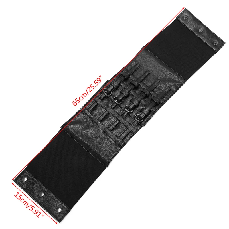 

Black Retro Lady Waist Shape Corset Wide Elastic Faux Leather Stretch Cummerbunds