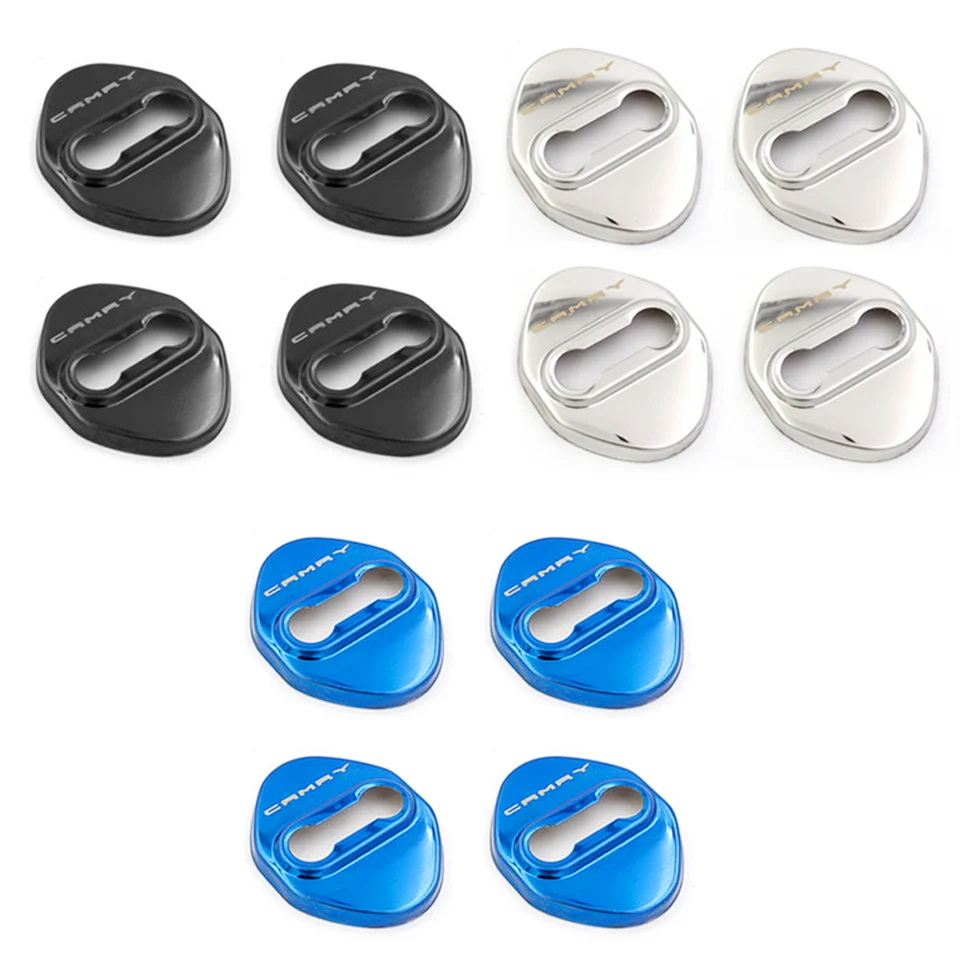 BACKAR 4pcs Car Styling Stainless Steel Interior Stickers For Toyota Camry XV70 Door Lock Cover Lockstitch Accessories