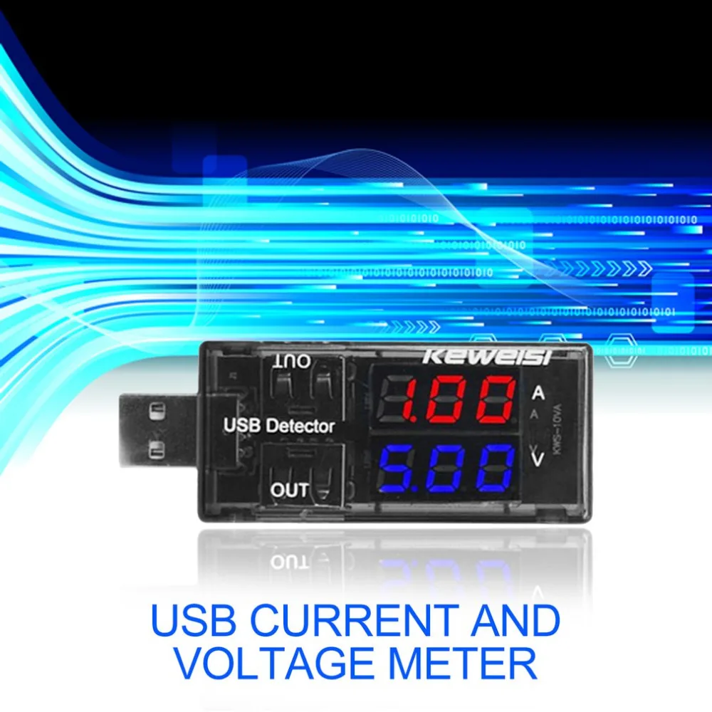 Двойной дисплей USB Тестер DC Цифровой вольтметр Индикатор напряжения тока