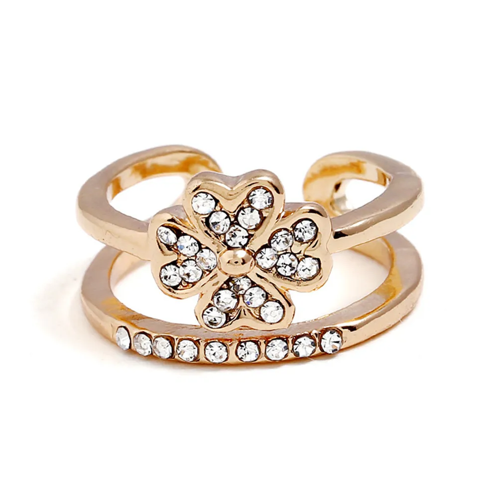 Кольцо Цветок Маргаритки Сногсшибательный Очищенный Имитированный Циркон Свадебные Ювелирные Изделия CRLEY Двухцветное Модное Элегантное Оригинальное Серебряное Золотистое.