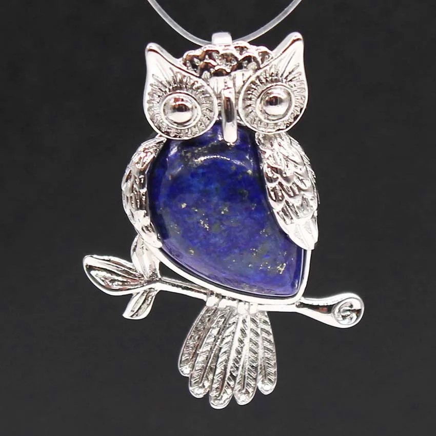 

100-Unique 1 Pcs Silver Plated Wisdom Owl Shape Lapis Lazuli Pendant For Gift