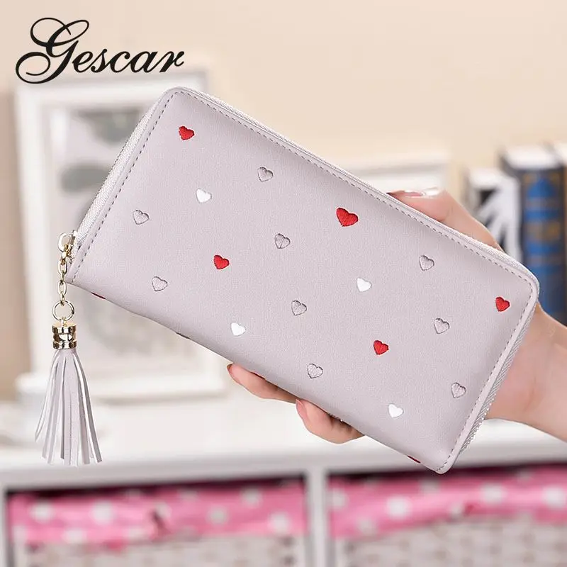 Gescar Ленточки бумажник прекрасный в форме сердца кожа Зажимы для денег леди