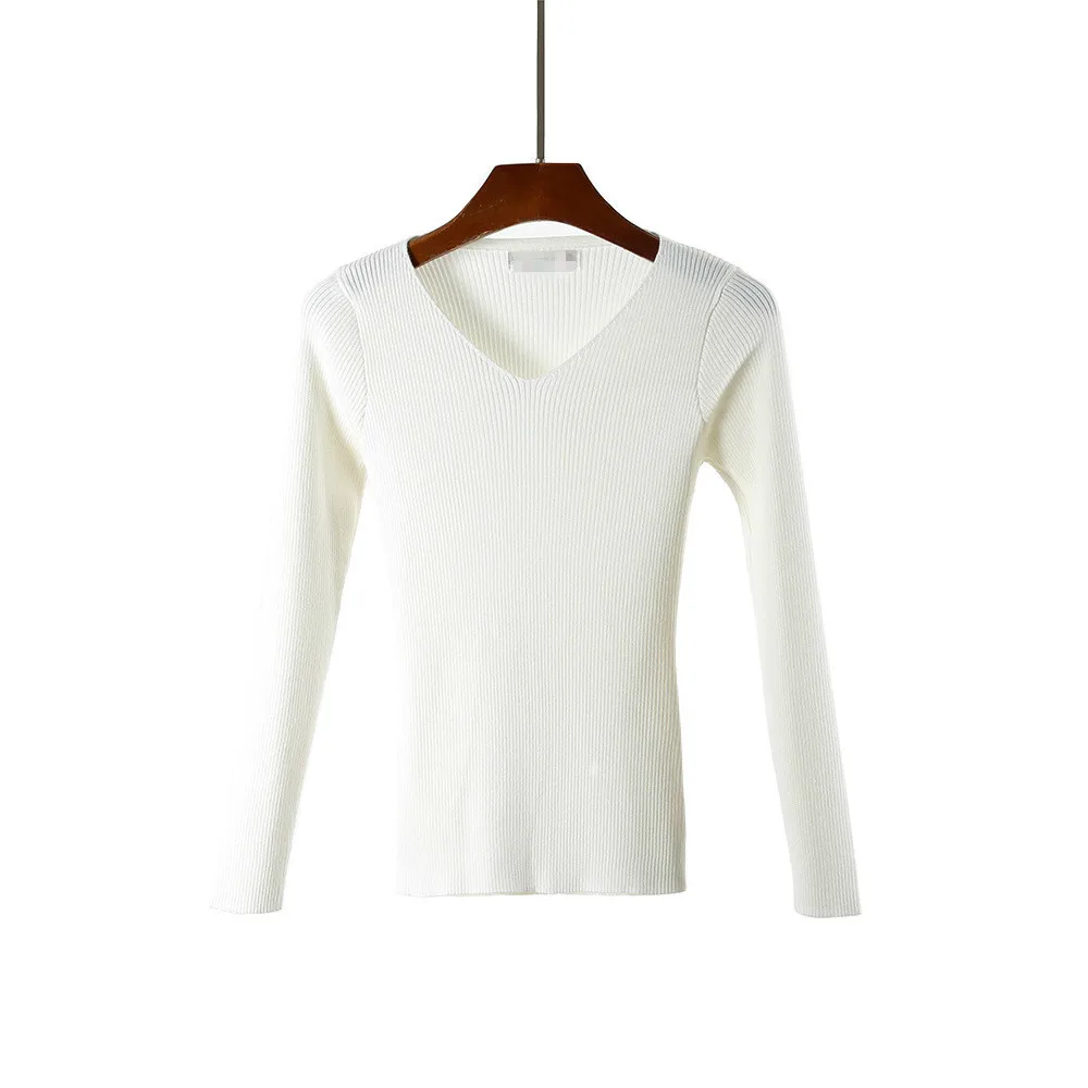 Sosaeg Winter Autumn 2018 New Fashion Women's Sweater Tight Elasticity Knitted V Neck Long Sleeve Thin Tops pullover | Женская