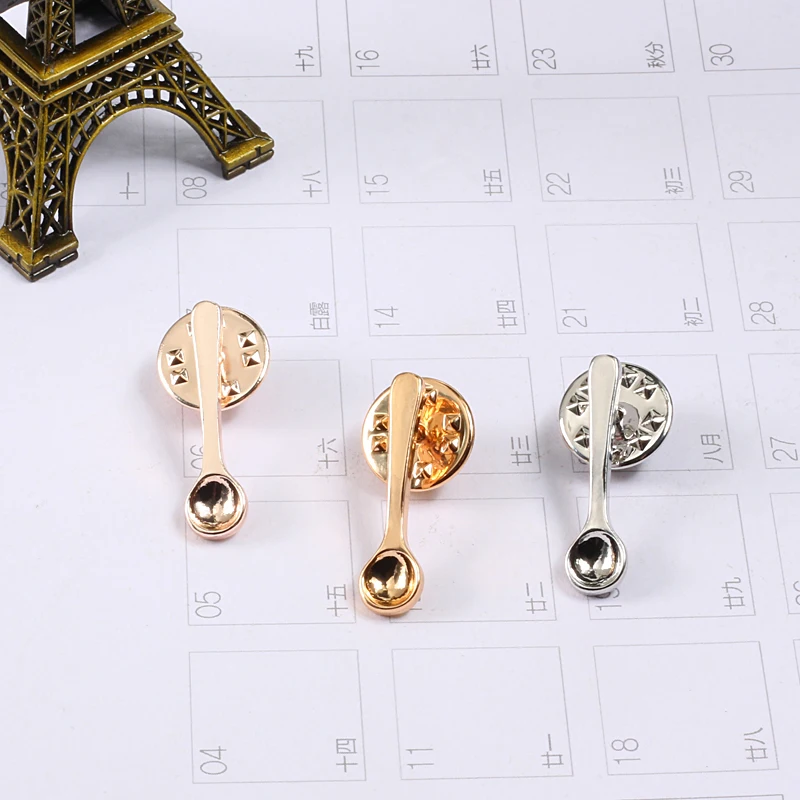 Прямая поставка мини брошь в виде кофейной ложки Детские мерные шпильки кнопки
