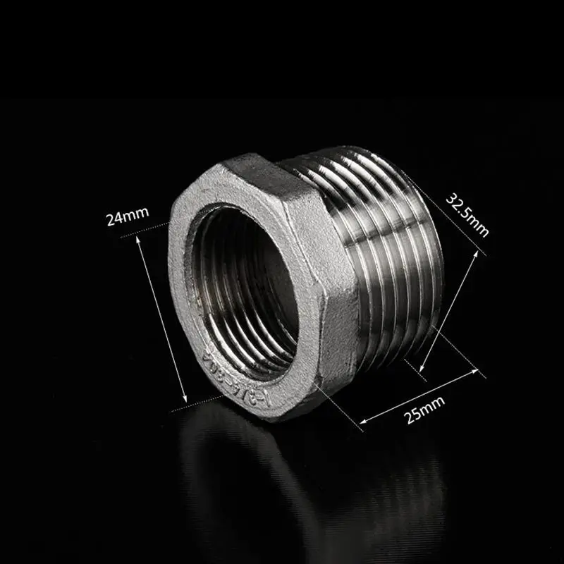 

3/4" to 1" BSP Thread Bushing Fill 304 Stainless Steel Core Joint Pipe Fitting Hose Straight Connector