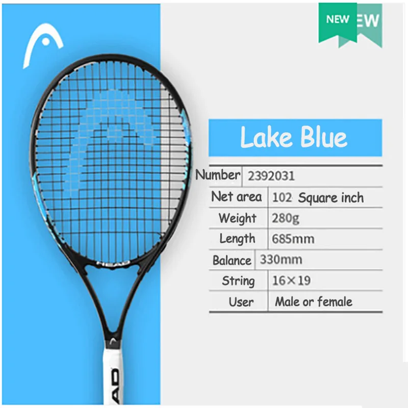 Lake Blue Профессиональная теннисная ракетка, технический тип, углеродный алюминиевый сплав, Спортивная ракетка для взрослых, для начинающих тренировок - Цвет: Lake Blue