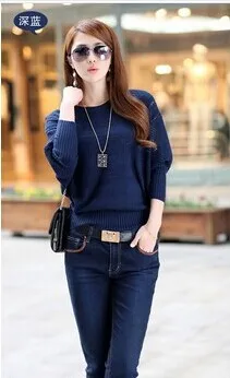 Женские свитера новые Весенние Вырез Свободный плюс верхняя одежда однотонный