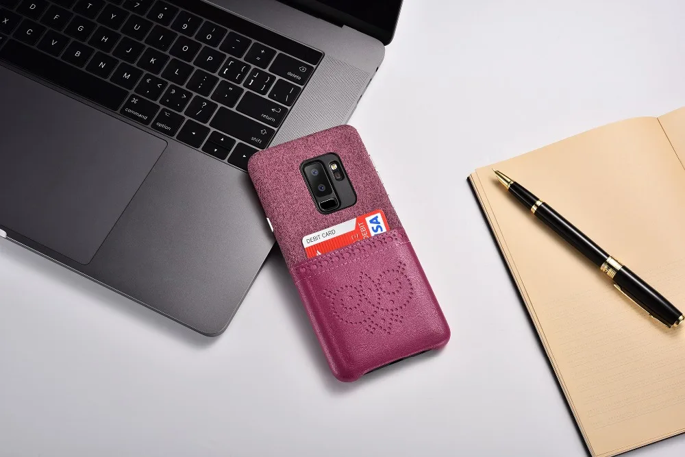 XOOMZ для samsung Galaxy S9 Plus искусственная кожа+ ткань чехол для телефона для samsung Galaxy S9 плюс броги Slim карт слот задняя крышка
