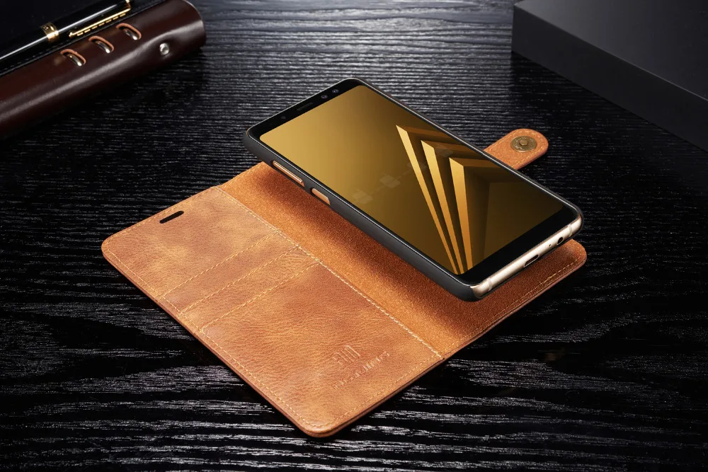 Роскошный брендовый чехол из натуральной кожи для samsung Galaxy A8 чехол для samsung A8 Plus чехол Магнитный кошелек сумка для телефона