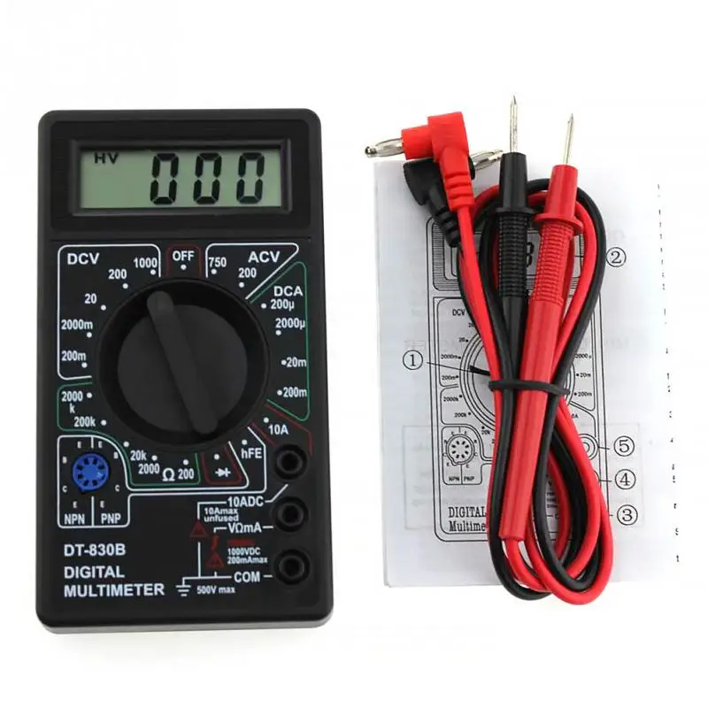 DT-830B пластик многофункциональный тестовый Руководство ЖК Авто Диапазон Цифровой портативный мультиметр