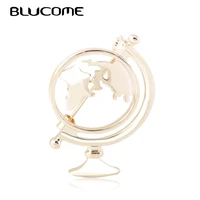 blucome fashion globe world map shape brooches gold silver color maps clothes collar clip women men earth travel souvenir brooch