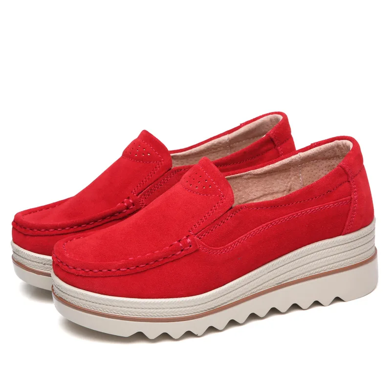 

Spring Women Flats Shoes women Platform Sneakers Leather Shoes Suede Casual Shoes Women Slip On Flats Heels Creepers Moccasins