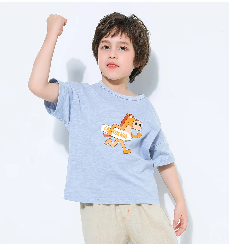 Pioneer kids/Летняя футболка Топ с короткими рукавами для мальчиков, Детская футболка женские вязаный свитер с длинным рукавом и изображением мультфильмов, хлопковые футболки, одежда для детей BDT910103