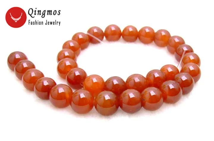 Qingmos 6mm Round Red Natural Agates Beads for Jewelry Making loose Strand 15&quot Beadwork-los219 | Украшения и аксессуары