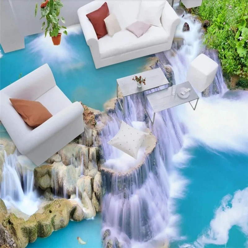 Wellyu индивидуальные Крупногабаритные фрески водопад бегущая вода богатство 3D Пол