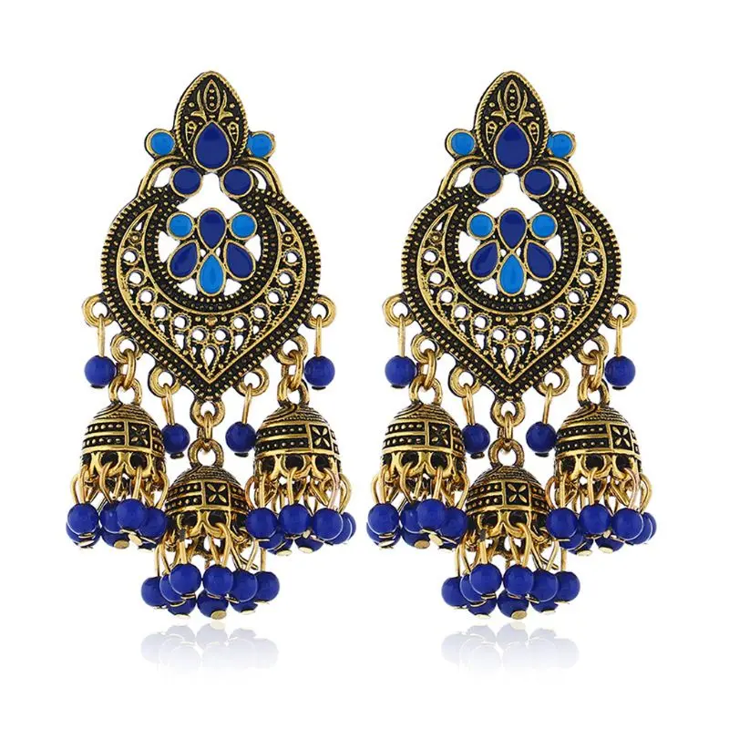 Ретро индийские болливудские кундан Jhumka Jhumki Висячие серьги цыганские модные