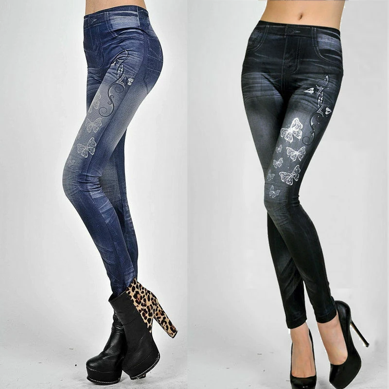 

Women's Long Denim Pants Ladies Skinny Fit Stretch Pencil Star Butterfly Print Jeans 2019 Ladies Casual Slim Fashion Clothes HOT
