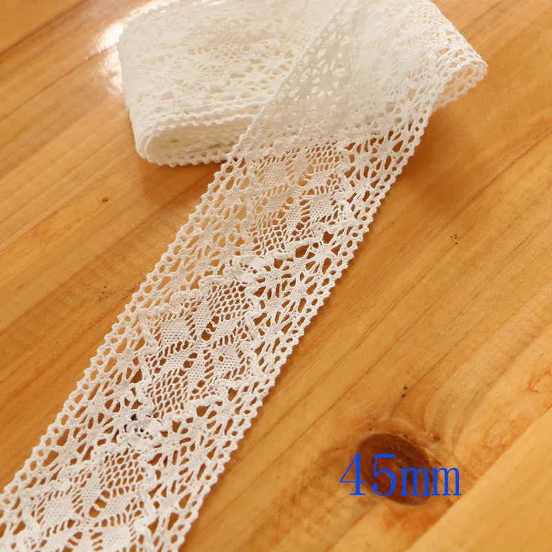 white 45mm 3 yard 3 ярда хлопчатобумажная кружевная ткань для дома аксессуары для украшения одежды Домашний текстиль материалы DIY Руководство dentelle - Цвет: white 45mm 3 yard
