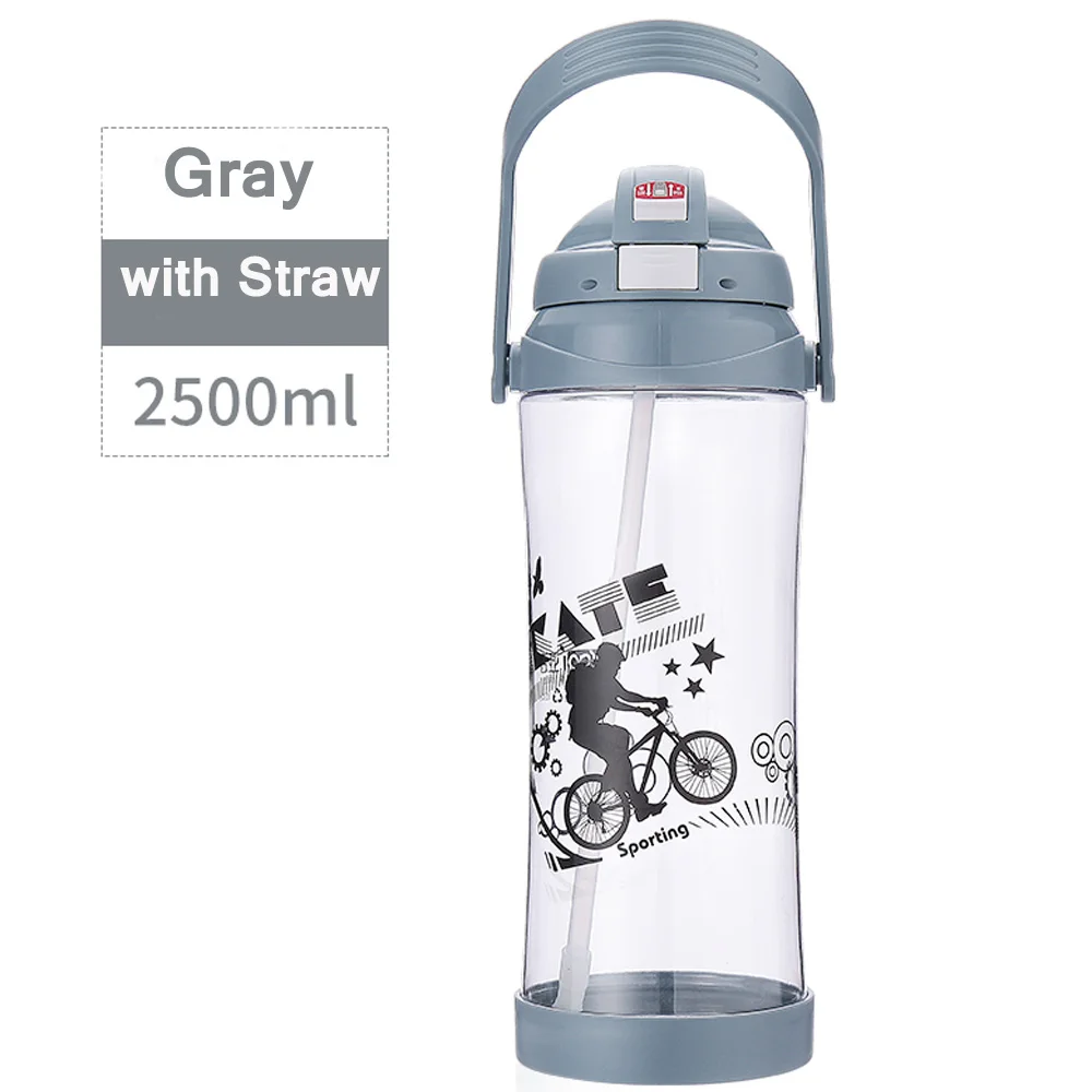 2500ml gray straw 2500 мл/3000 мл 80 унций/96 унций Экологичная пластиковая бутылка для воды для взрослых ручная ручка космическая Спортивная альпинистская походная соломенная бутылка для воды - Цвет: 2500ml gray straw