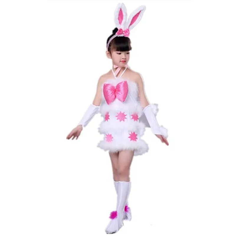 Милый костюм с кроликом для девочек, костюмы на Хэллоуин, детский Карнавальный костюм для детского сада, танцевальный костюм с животными