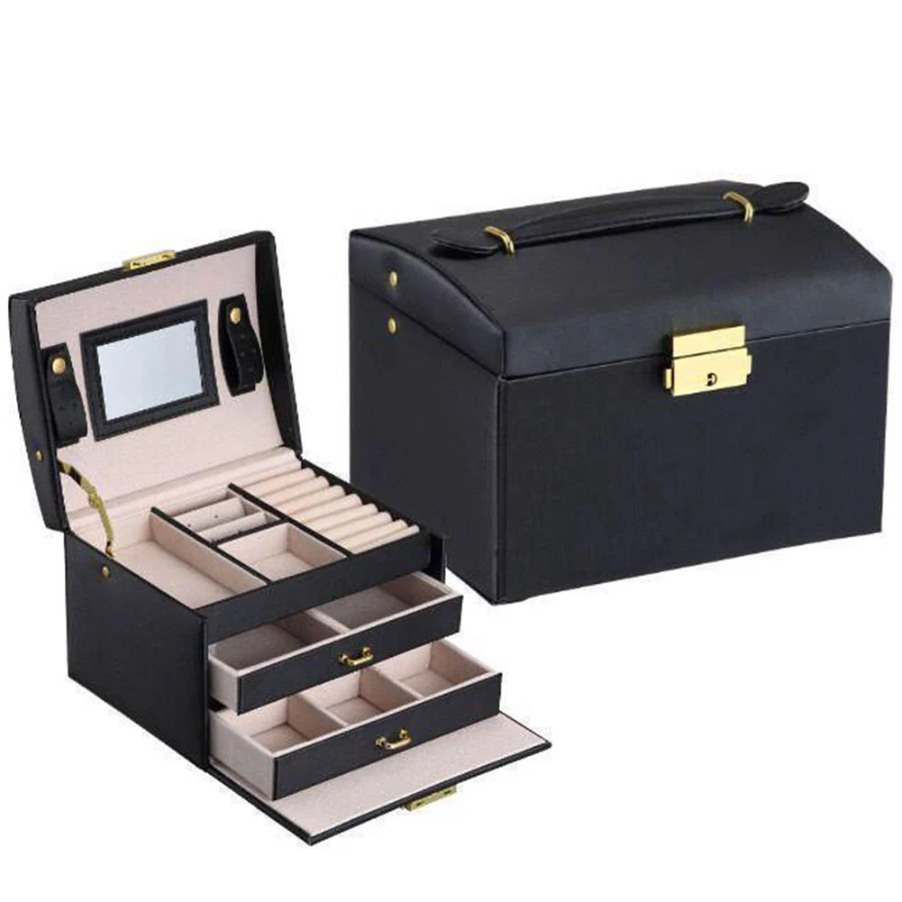 Трехслойная коробка для хранения PU девушка подарок туалетный столик ручная