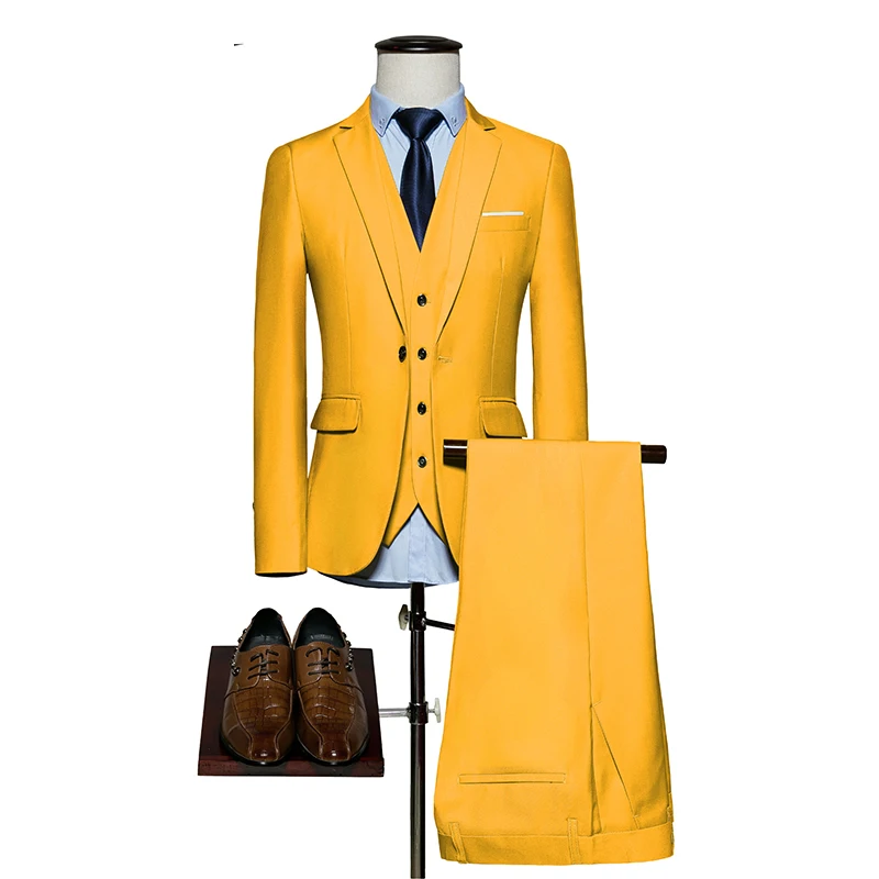 

Mens Suits Slim Fit 3 Piece Groom Wedding Suit M-6XL Red Yellow Dark Green White Purple Suits For Men (jacket+pants+vest)