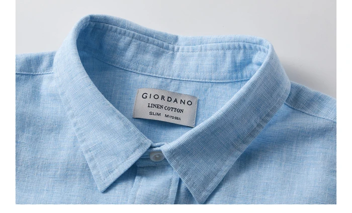Giordano Натуральная хлопчатобумажная рубашка с короткими рукавами, имеет несколько цветовых решений и размеров
