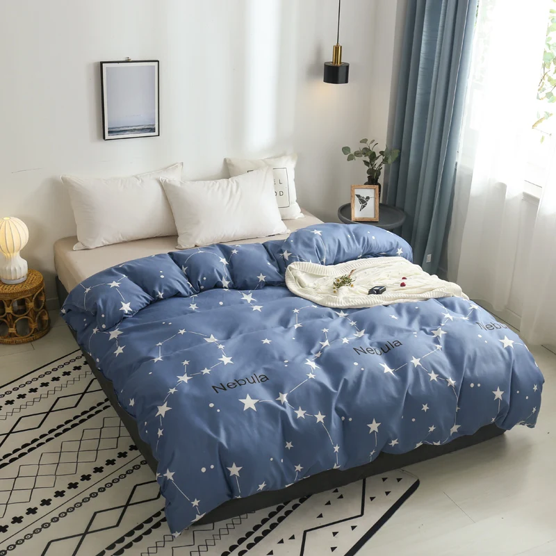 1pc Blue Space Nebula Printed Duvet Cover with Zipper Twin Full Queen King Quilt Cover Comforter Case Bedding Set Bedclothes Hot